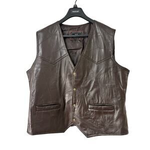 Vintage M. Collection Men’s Patchwork Leather Vest - Brown - Size XL - 90s Boho